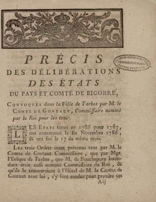 Précis des délibérations des Etats du Pays et Comté de Bigorre, 1786, 1 C 157