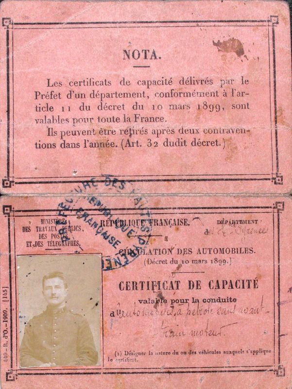 Certificat de capacité de Louis Thévenon (1910) - ADHP, 1507 W 1