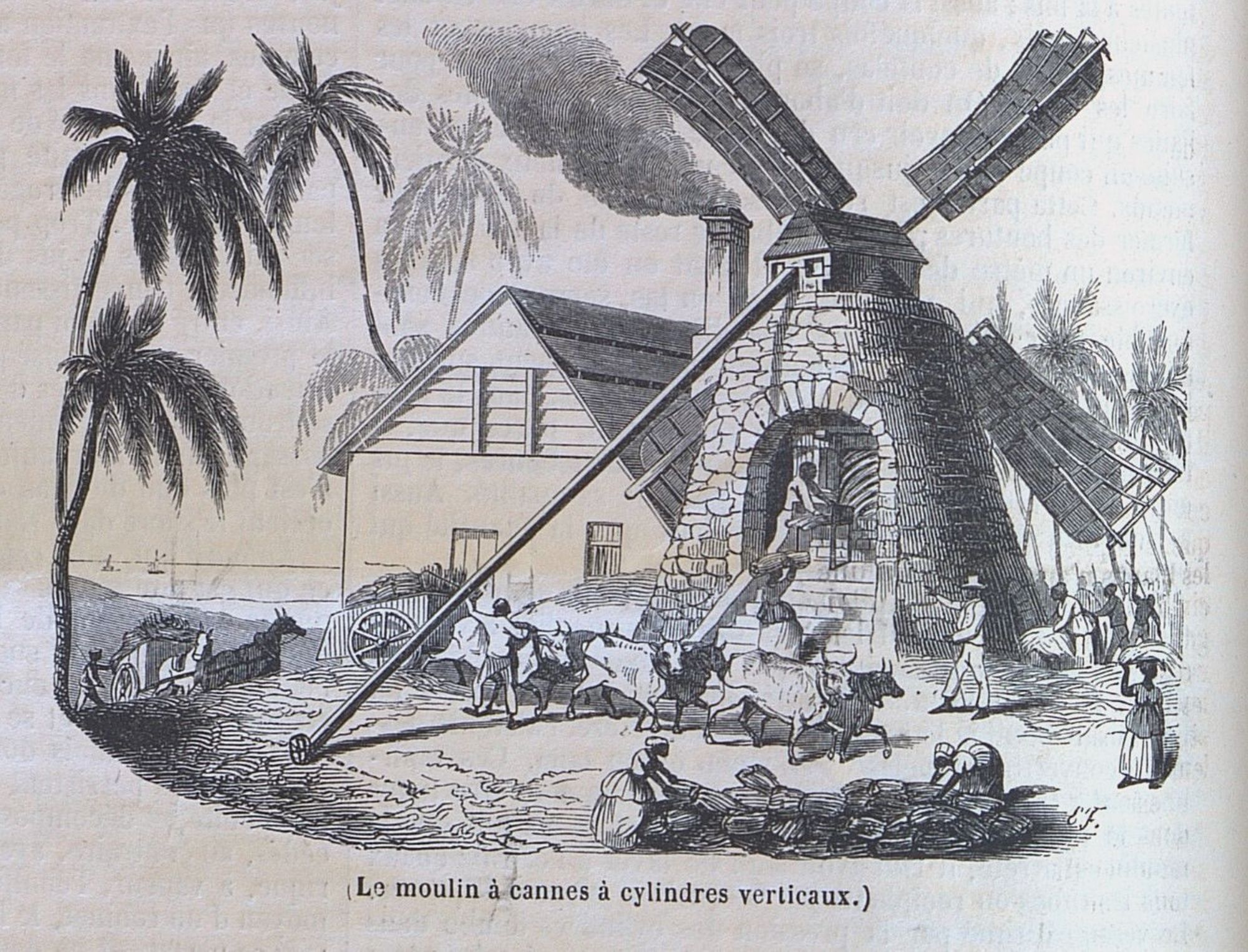 Le moulin à canne à sucre, extrait du journal L'Illustration de 1848 - PR 56/2 (AD 71)