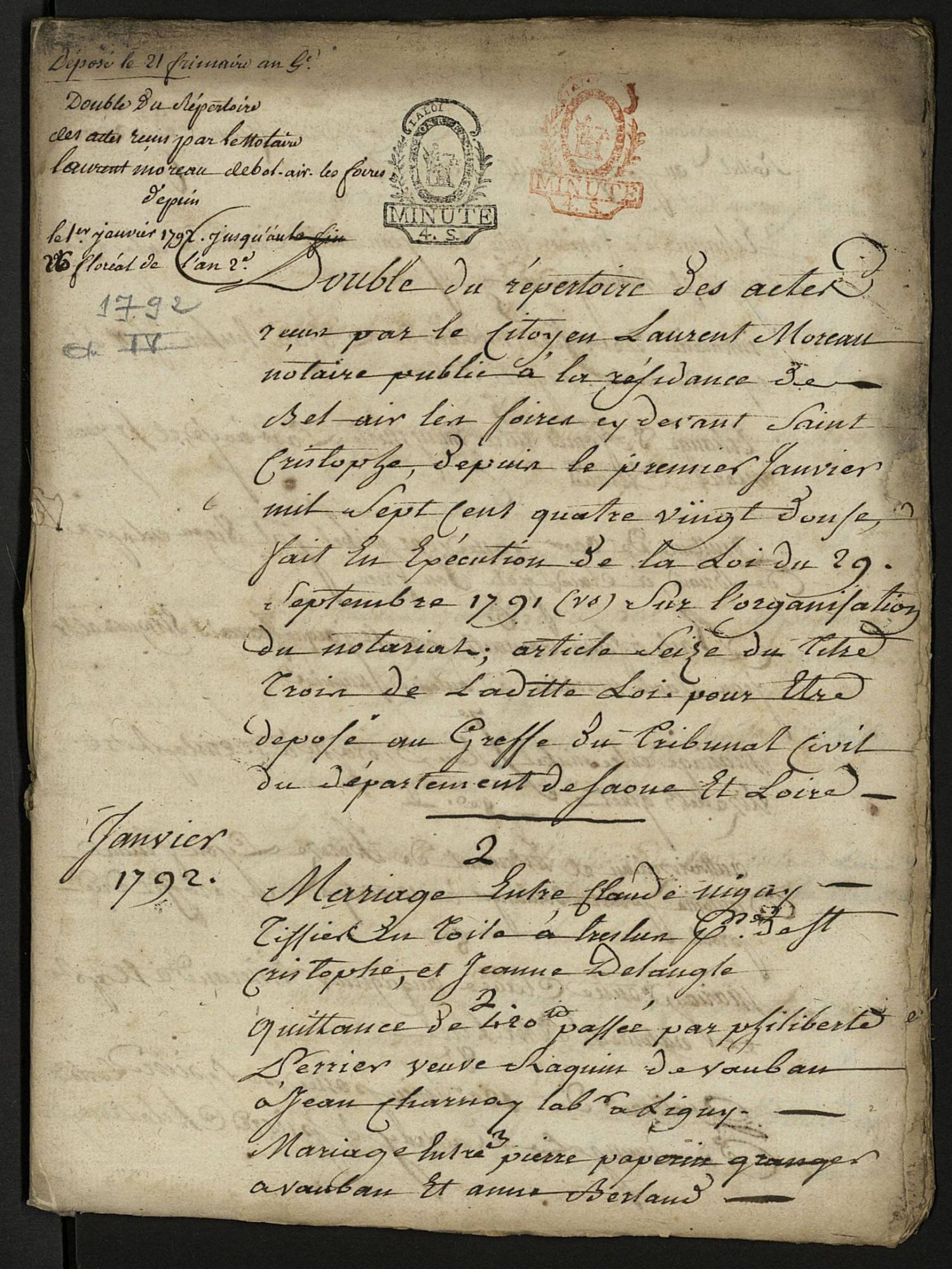 Base des notaires (illus. répertoire de Me Laurent Moreau, 12L10)