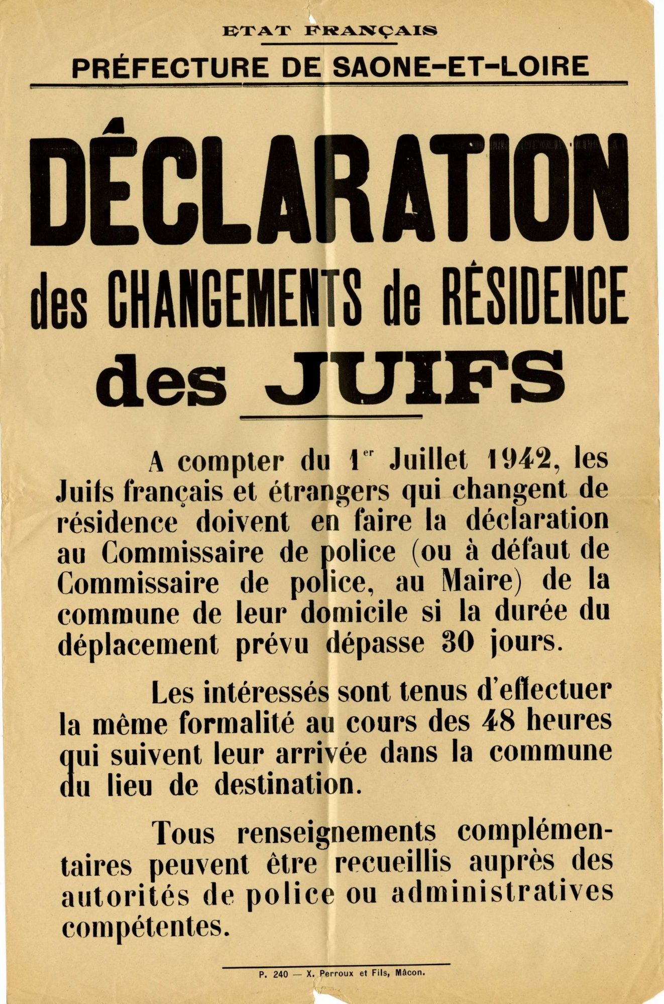 Les persécutions des juifs en Saône-et-Loire pendant la Seconde Guerre mondiale