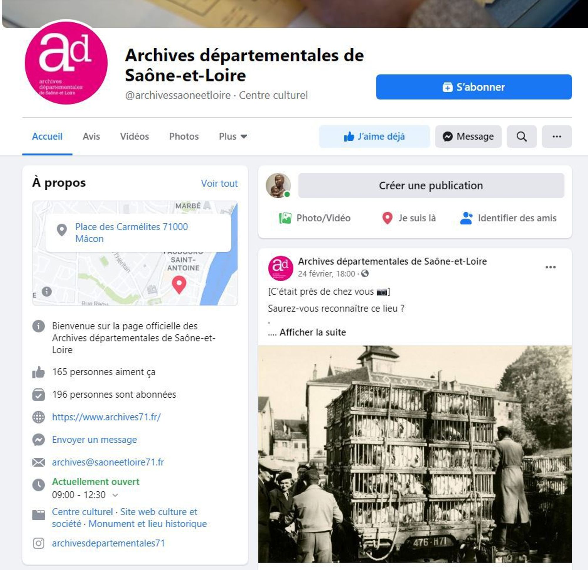 Page Facebook des Archives 71