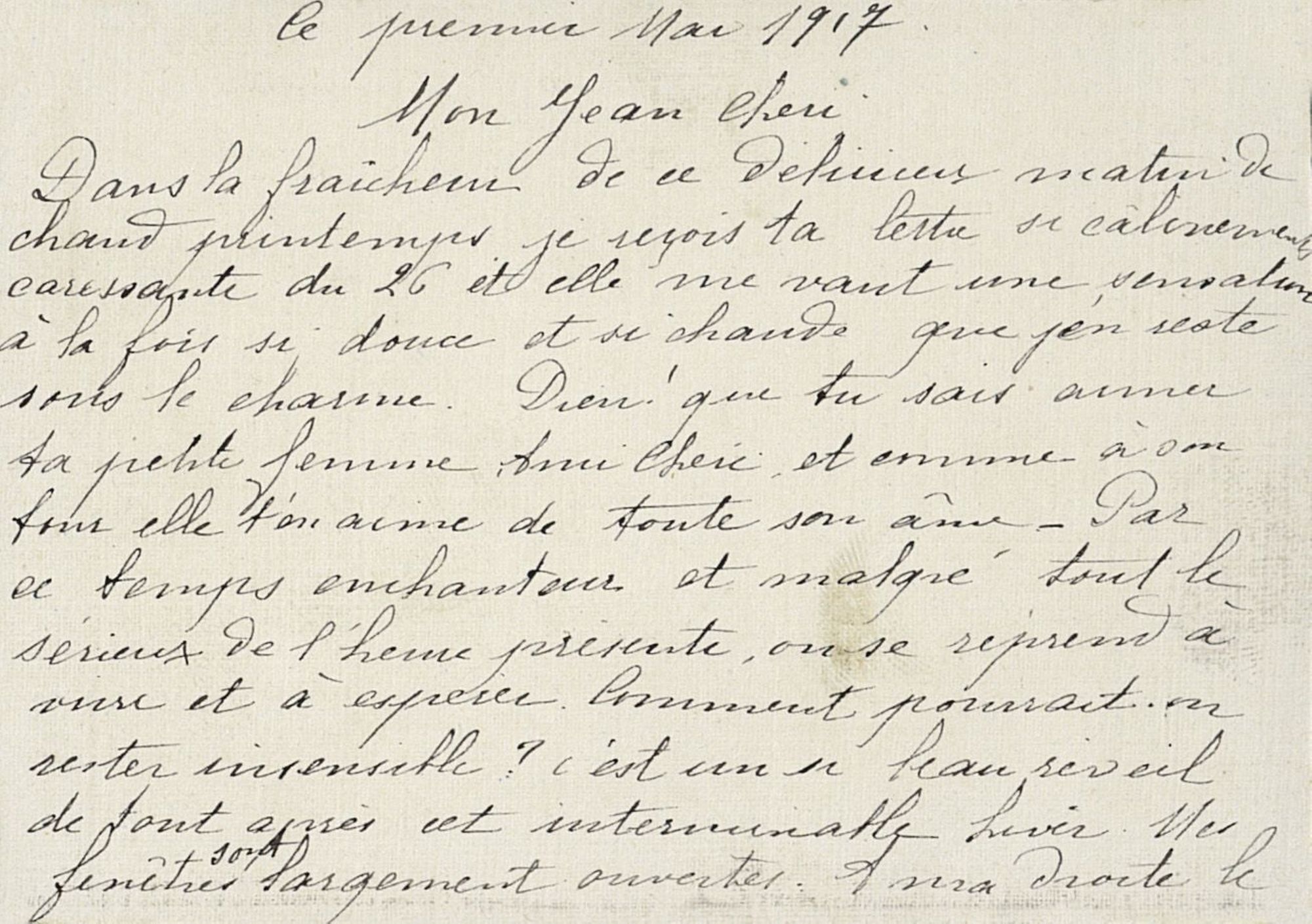 Le « petit carton », lettre du 1er mai 1917
