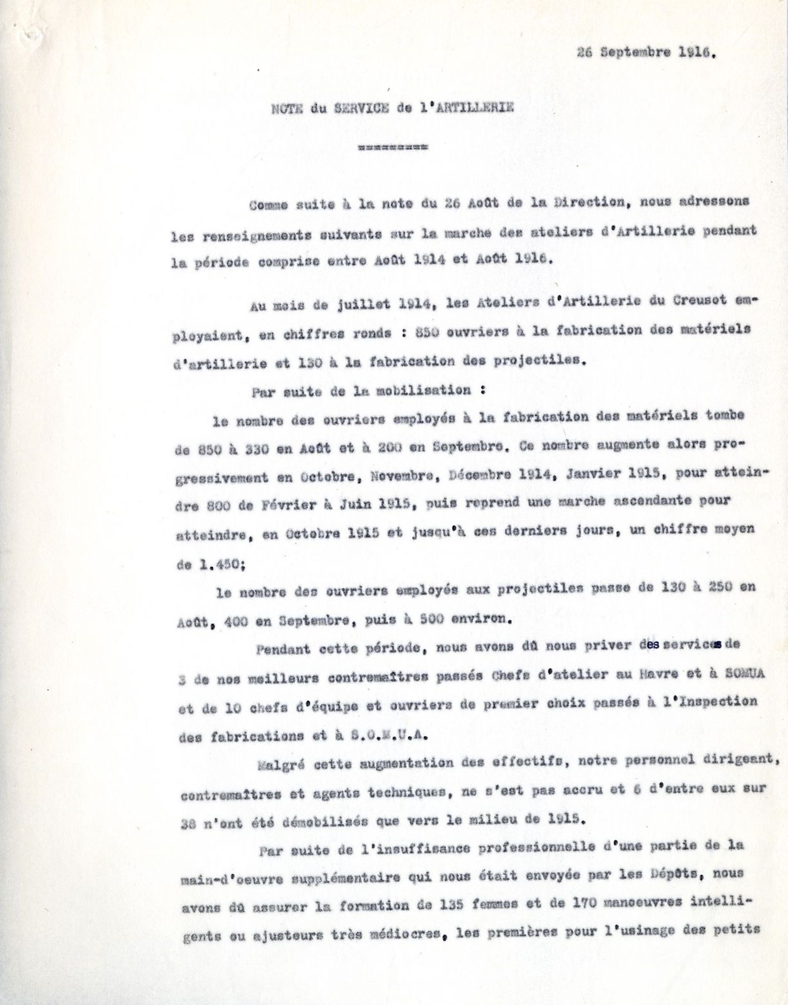 Note dactylographiée. Collection AFB SS1150-05-09