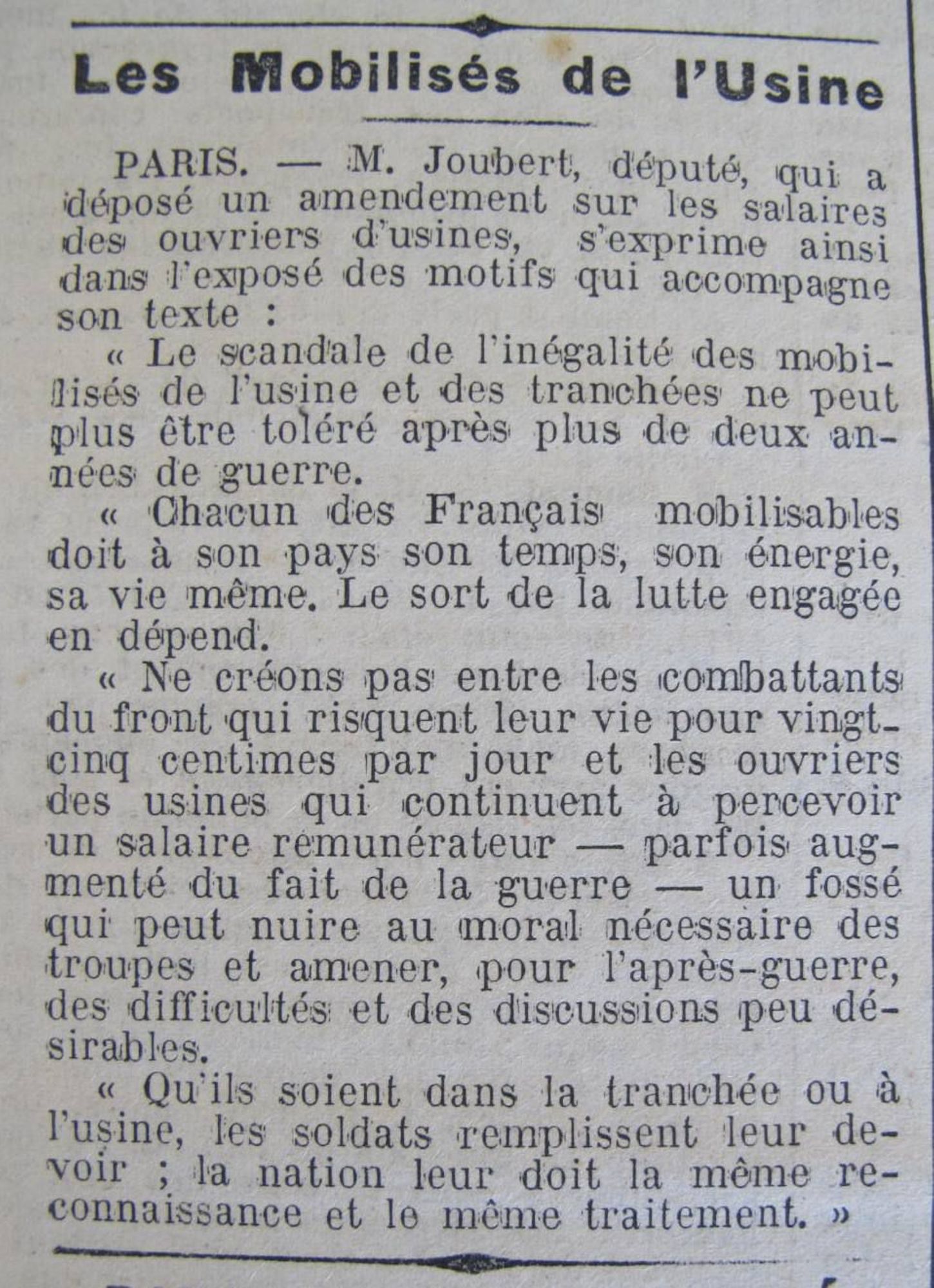 Amendement de M. Joubert, député