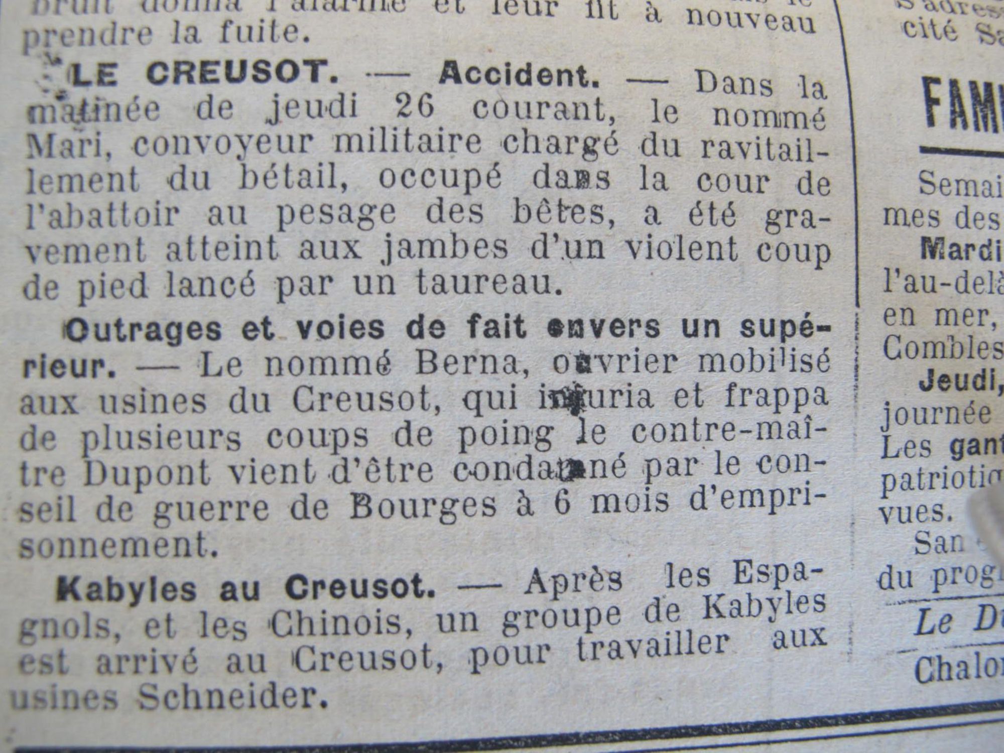 Le Progrès de Saône-et-Loire, 1er mars 1917. ADSL PR 97/80