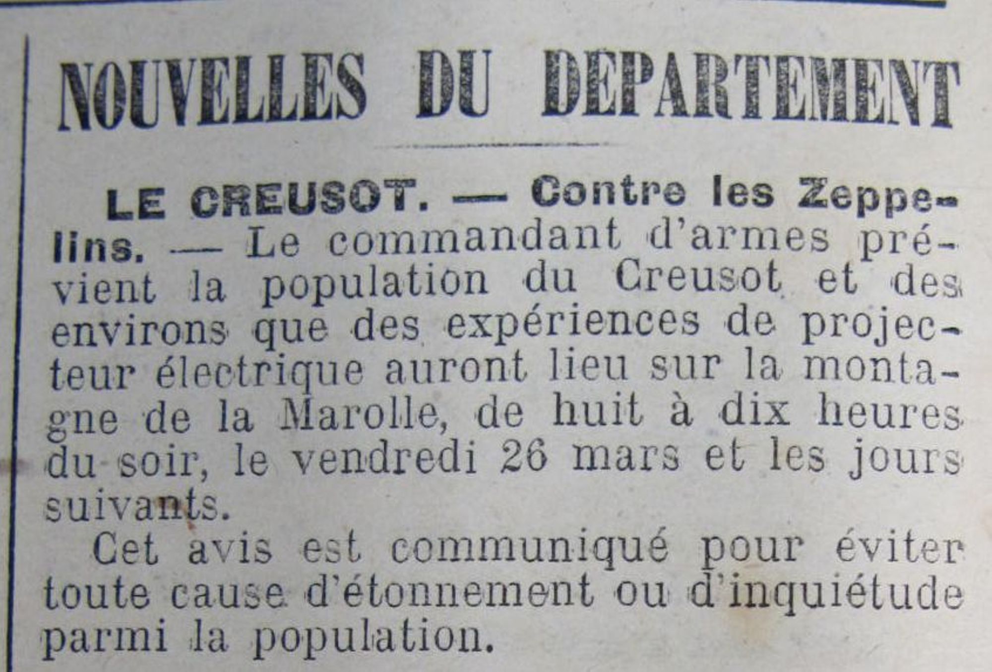 Le Progrès de Saône-et-Loire, 26 mars 1915. ADSL PR 97/76