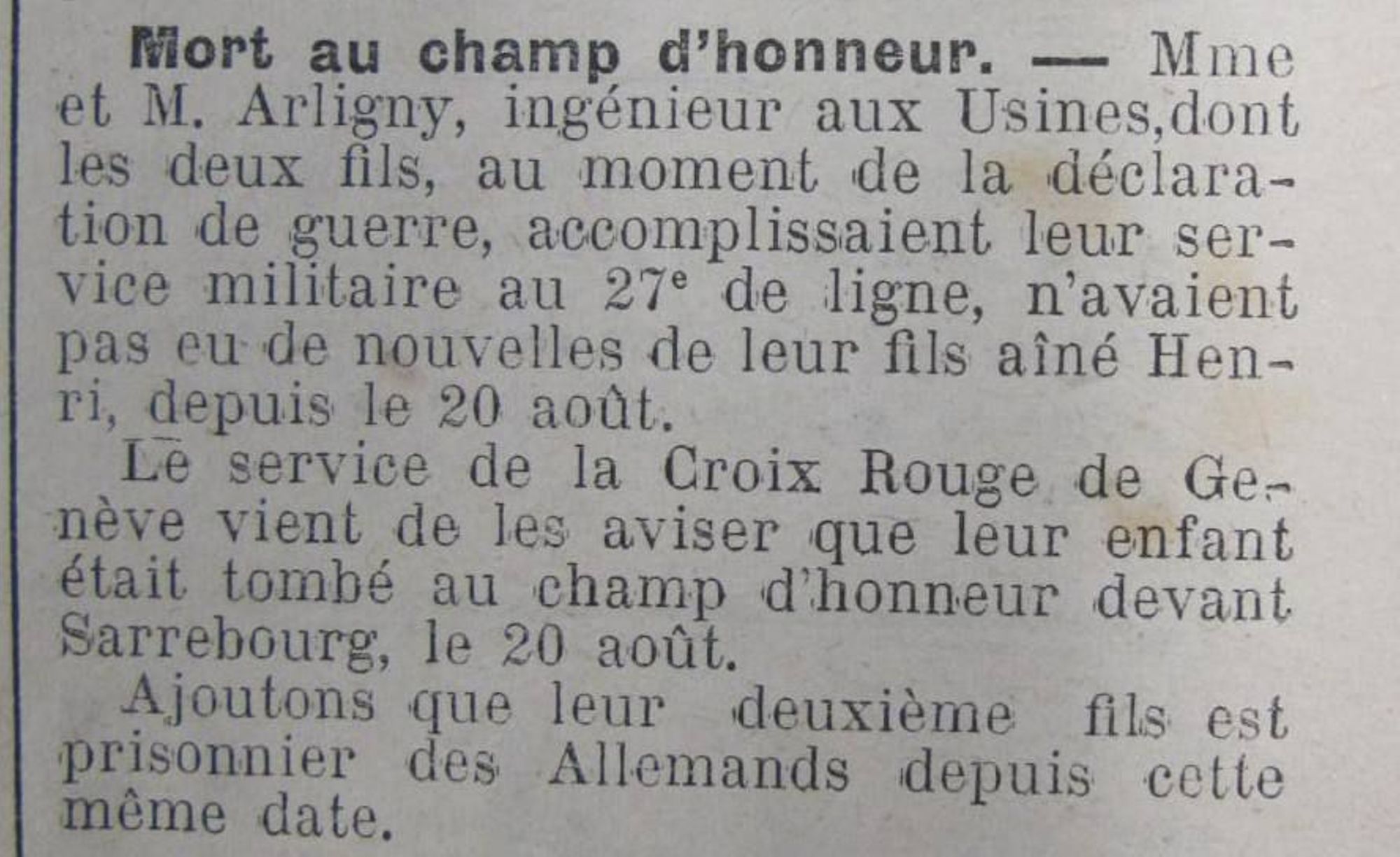 Le Progrès de Saône-et-Loire, 26 mars 1915. ADSL PR 97/76
