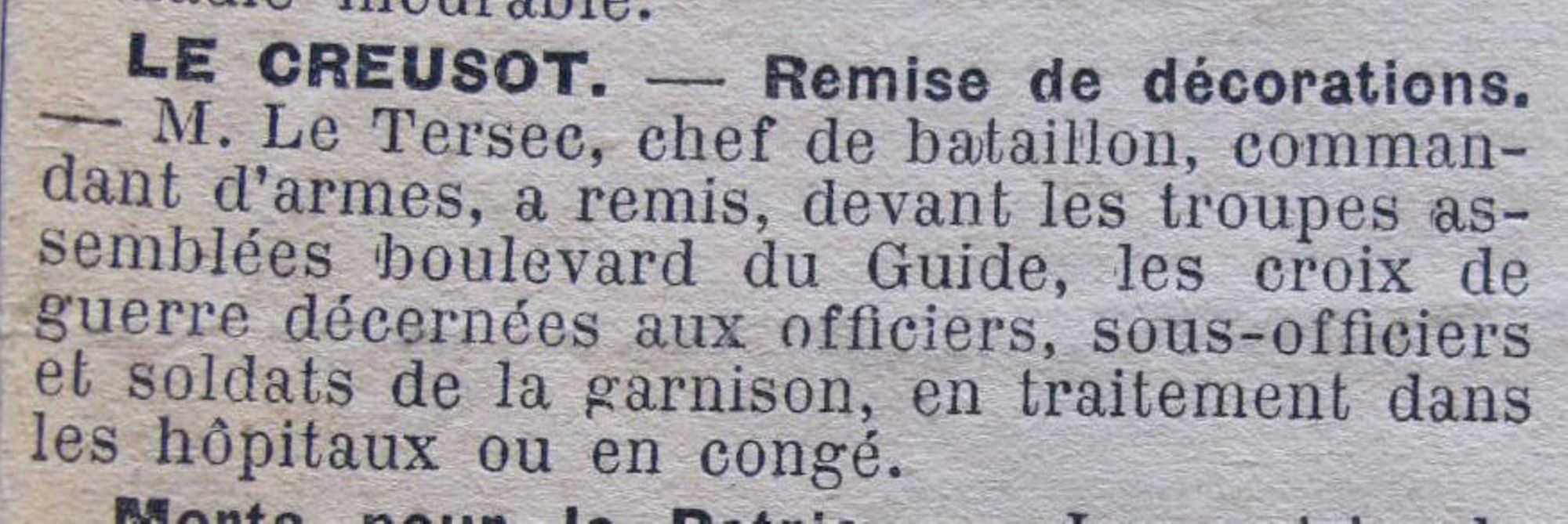 Le Progrès de Saône-et-Loire, 30 juin 1915. ADSL  PR 97/76