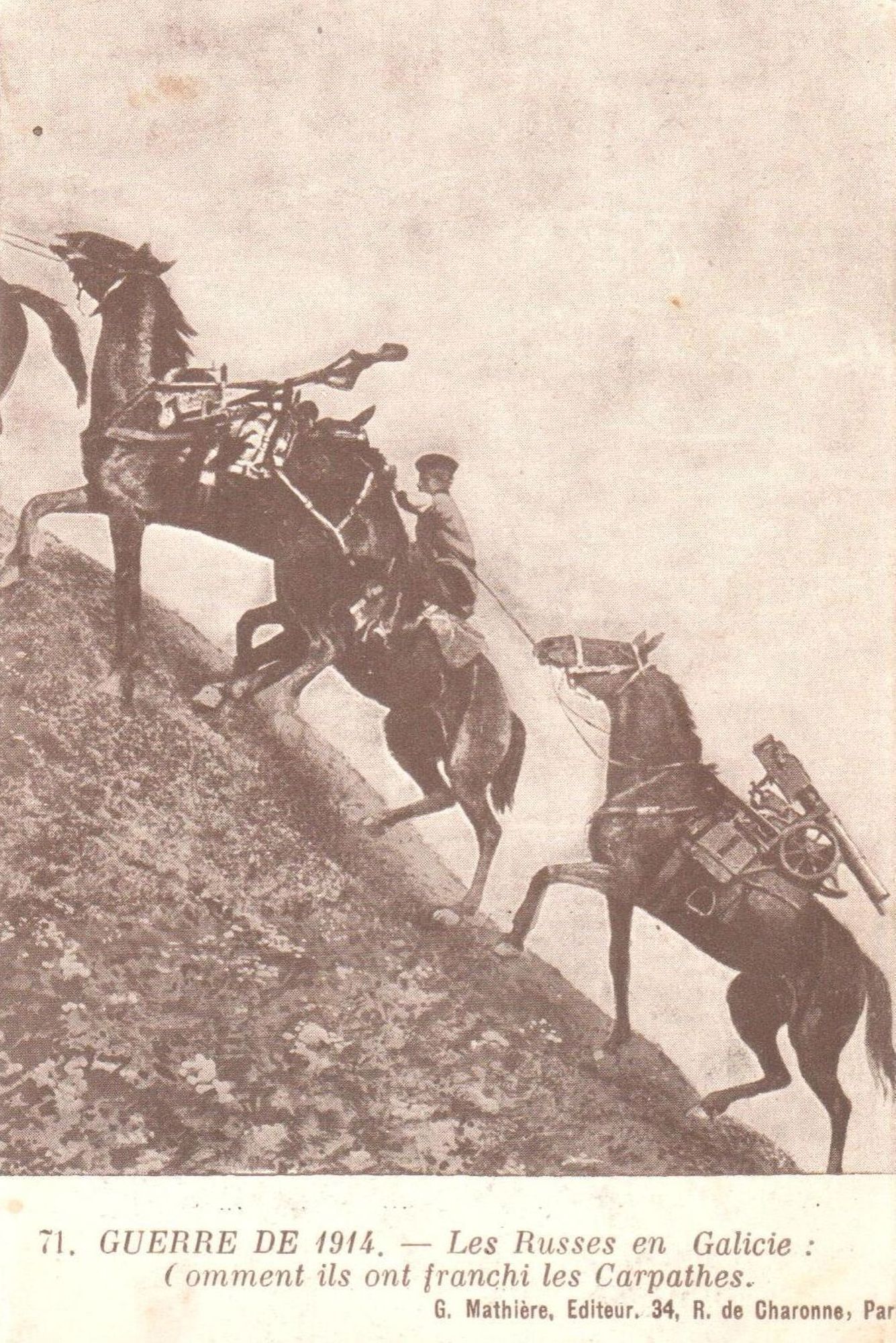 Guerre de 1914. Les Russes en Galicie. Louis Rochette à son fils Marcel. Carte en circulation le 28 décembre 1914. Collection Rochette.