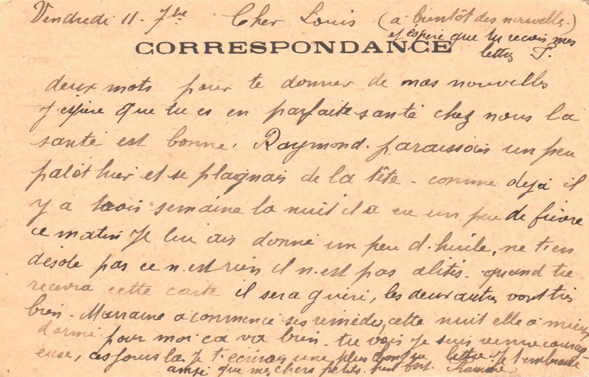 Francine à Louis, 11 septembre 1914. Extrait. Collection Rochette