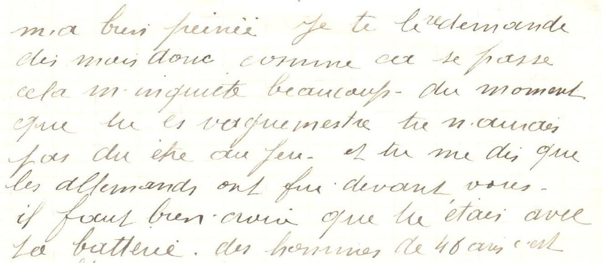 Francine à Louis, 21 septembre 1914, extrait. Collection Rochette
